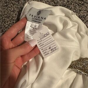 Faviana Ivory Gown with Beaded Detail